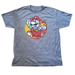 Nintendo Super Mario Bros Graphic Short Sleeve T-shirt Size Large Gray